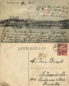 slovakia, BRATISLAVA POZSONY, Panorama River Danube (1906) Postcard