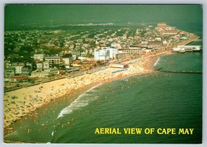 Busy Beach, Cape May, New Jersey, Chrome Aerial View Postcard