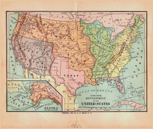 Antique 1890 Map Territorial Development of the United States 8x10