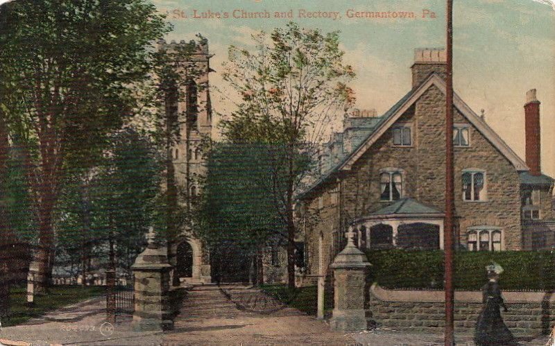 Postcard Luke's Church + Rectory Germantown PA