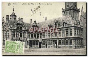 Old Postcard Furnes L & # 39Hotel Hall and the Palace of Justice