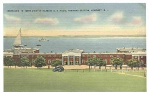 Postcard Barracks B With View Harbor US Naval Training Station Newport RI