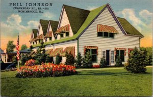 Linen Postcard Phil Johnson Restaurant in Northbrook, Illinois