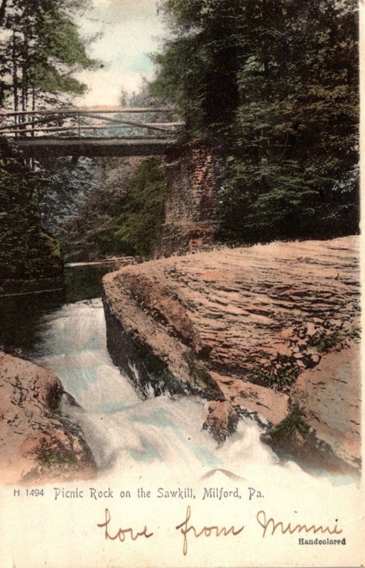 Pennsylvania Milford Picnic Rock On The Sawkill 1906 Rotograph