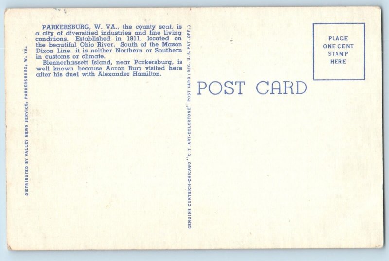 c1940 Greetings From Parkersburg Multiview West Virginia Correspondence Postcard