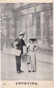 Courting With Cigarette In Mouth Smoking Real Photo Postcard