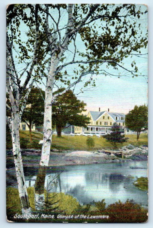 SOUTHPORT, Maine ME ~ Glimpse LAWNMERE INN Hotel c1910s Lincoln County Postcard