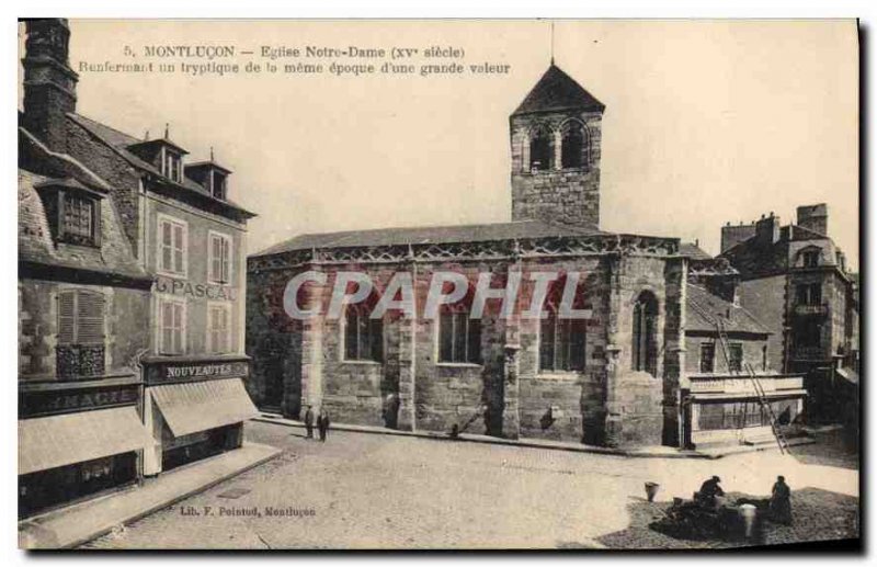 Postcard Montlucon Old Church of Our Lady Containing a triptych of Meme era o...