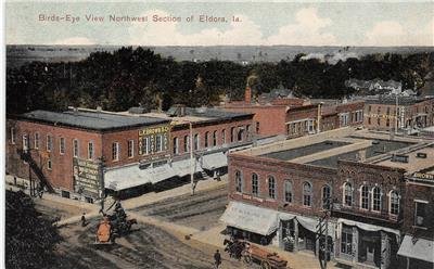 Bird's-Eye View ELDORA, IA Street Scene Iowa 1908 Vintage Postcard