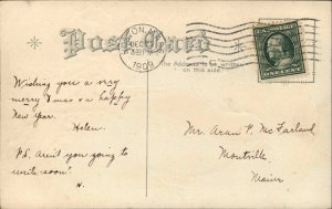 Christmas Birds Holly Embossed c1900s-10s Postcard