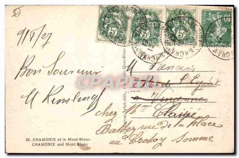 Old Postcard Chamonix and Mont Blanc