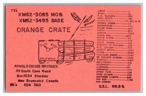 QSL Radio Card From Shediac New Brunswick Canada XM62-3085 XM62-3495 