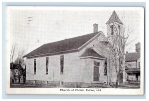 Vintage Church Of Christ, Butler, Indiana. Original Vintage Postcard P26E