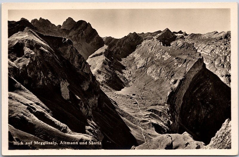 Block Auf Megglisalp Altmann Und Santis Switzerland Real Photo RPPC Postcard