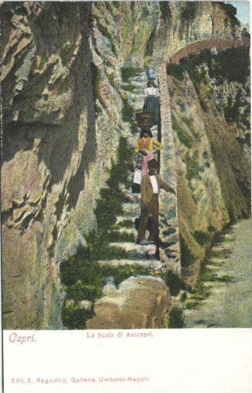 italy, CAPRI, La Scala di Anacapri, Head Transport 1899