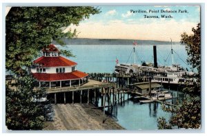 c1910 Pavilion Point Defiance Park Exterior Steamer Tacoma Washington Postcard