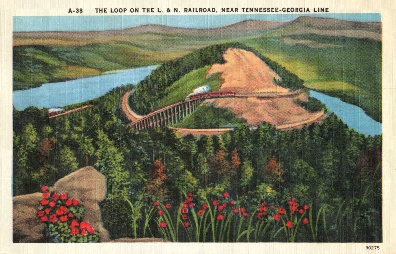 The Loop on The L. & N. Railroad, Near Tenn. - Ga. Line Linen Postcard 2T5-82 