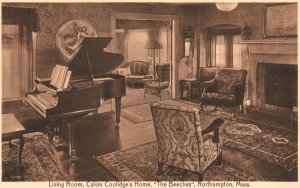 Vintage Postcard 1910's Living Room Calvin Coolidge's Home Northampton Mass.