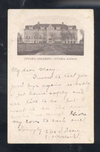 OTTAWA KANSAS OTTAWA UNIVERSITY VINTAGE POSTCARD 1907