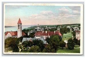 Vintage 1910's Postcard Aerial View Sage Tower Campus Cornell University Ithaca