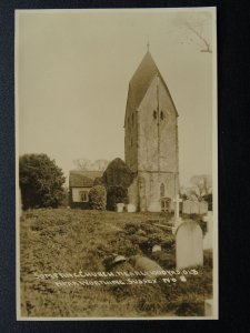 Worthing SOMPTING Church of St Mary the Virgin NOTE NEW GRAVE - Old RP Postcard