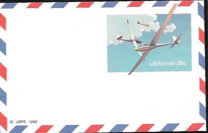 US Postcard Mint - Airmail. Gliders.  Issued in 1982