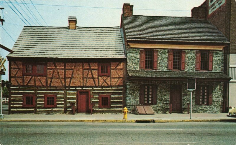 Plough Tavern Gates Hewn Cut Log House York Pa. Postcard 2T6-368 