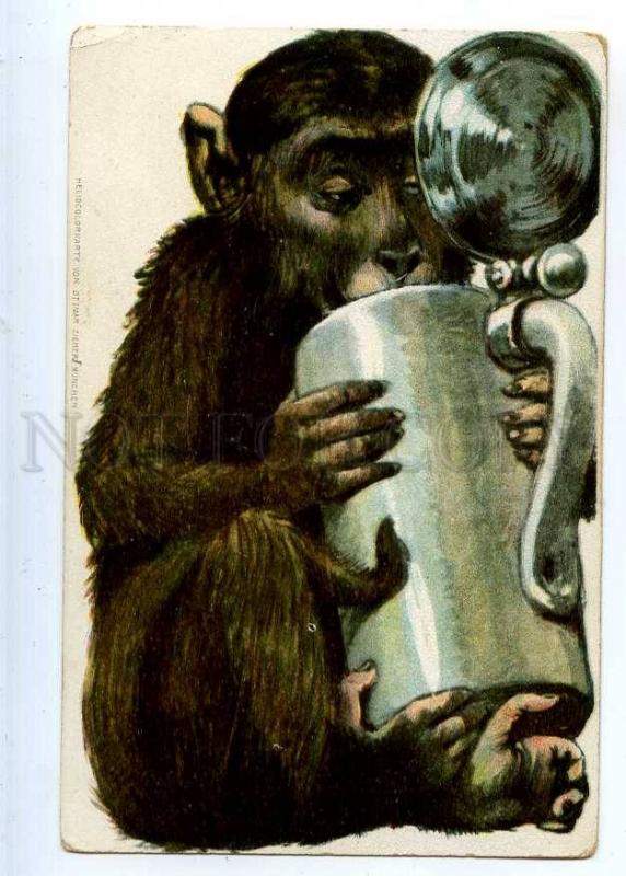 223157 GERMANY ADVERTISING BEER monkey w/ mug undivided back