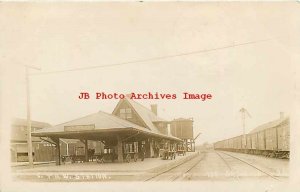 Depot, Iowa, Ida Grove, RPPC, Chicago Northwestern Railroad Station