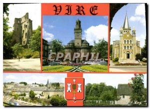 Modern Postcard Vire Calvados ruins of the old tower Gate Clock Church St. An...