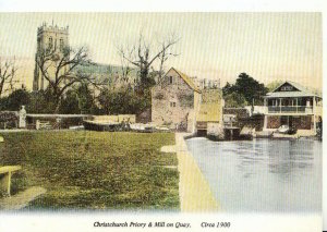 Dorset Postcard - Christchurch Priory and Mill On Quay cica 1900 - Ref TZ2573