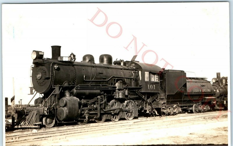 c1930s San Diego & Arizona Railroad 101 Locomotive RPPC Real Photo PC SDA AZ A49