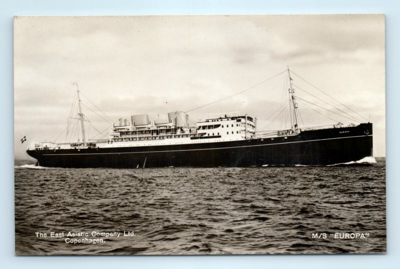 RPPC Steamship Europa East Asiatic Ship Company Real Photo Postcard