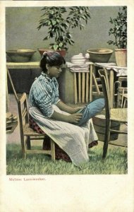 malta, Beautiful Maltese Lace-Worker Girl (1899) Postcard (1)