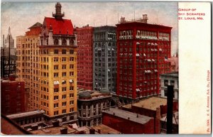 Scene of Skyscrapers c1910, St. Louis MO Vintage Linen Postcard M35