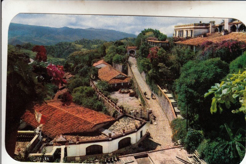 P1956 vintage postcard birds eye viewroad to hotel victoria taxco gro mexco