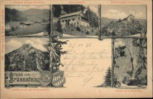 Gruss vom Brunnstein Multi-View Bavaria Mountain 1898 Used Postcard