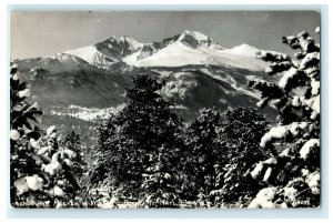 c1950's Long's and Meeker Peak Rocky Mountain National Park RPPC Photo Postcard 