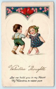 VALENTINE THOUGHTS Let Me Hold You in My Heart Embossed 1910s  Postcard