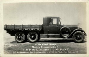 TRUCK Adv F&F Six Wheel Lincoln Los Angeles Chicago Real Photo Postcard