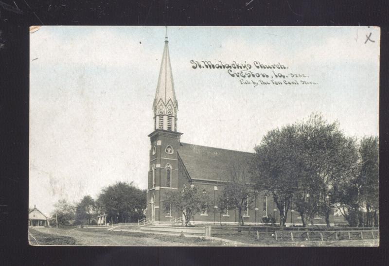 CRESTON IOWA ST. MALACKY'S CHURCH ANTIQUE VINTAGE POSTCARD