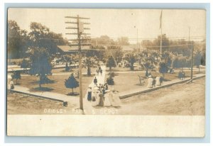 C.1910s Grindley Park & Depot Gridley, California RPPC Real Photo P109