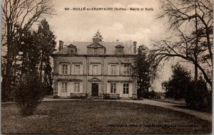 Vtg Ruille-en-Champagne Sarthe France Town Hall and School Postcard