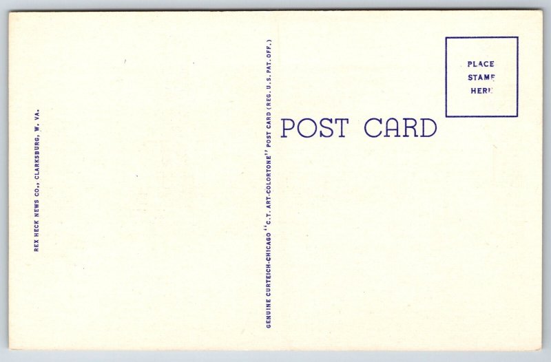 Salem-Clarksburg West Virginia~Lake Floyd~Boating~Linen Postcard