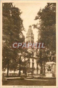 Postcard Old Tours Square Emile Zola