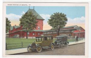 Union Train Depot Railroad Car Bristol Virginia VA 1920c postcard