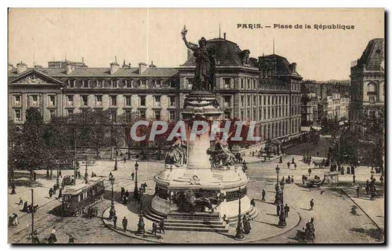 Old Postcard Paris place de la Republique