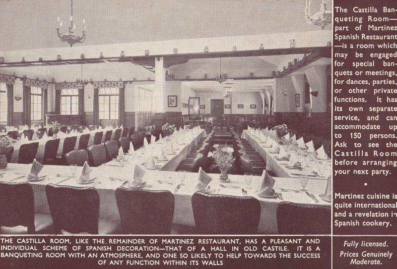 Martinez Spanish Piccadilly Restaurant London Vintage Postcard