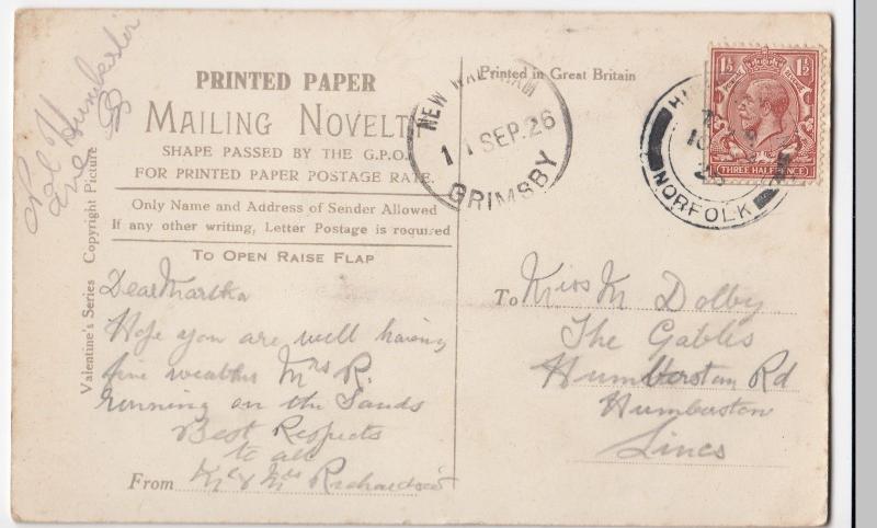 Norfolk; Giddy Kipper At Hunstanton, Novelty Fold Out PPC 1926 PMK By Valentines