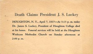 Death Claims President JS Luckey Houghton, New York, USA Cemetery Postal Used...